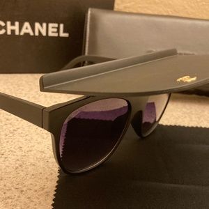 Black Chanel Visor Sunglasses